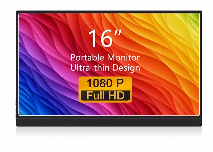 Metal ultra magro de 16 polegadas que abriga o monitor portátil completo de 1080P HD HDR