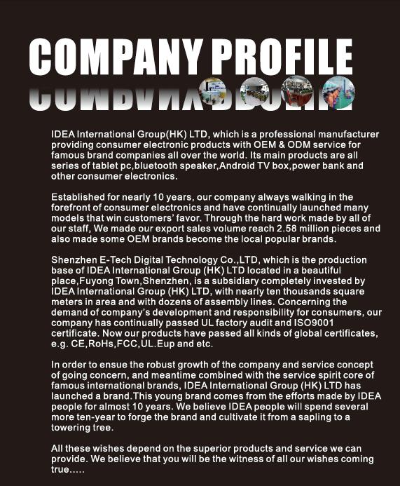 perfil da empresa do PC da tabuleta ‘